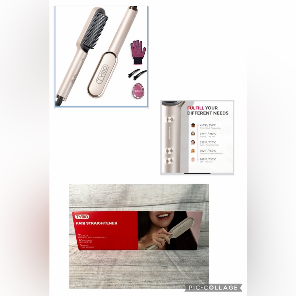 TYMO Rose Gold Hair Straightener Brush